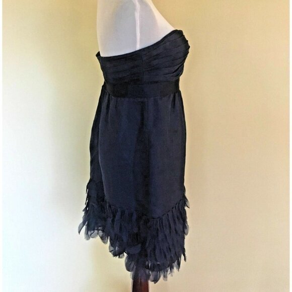 Phoebe Couture Navy Blue Semi Formal Silk Cocktail Dress Strapless Sweetheart 6 - Picture 6 of 12